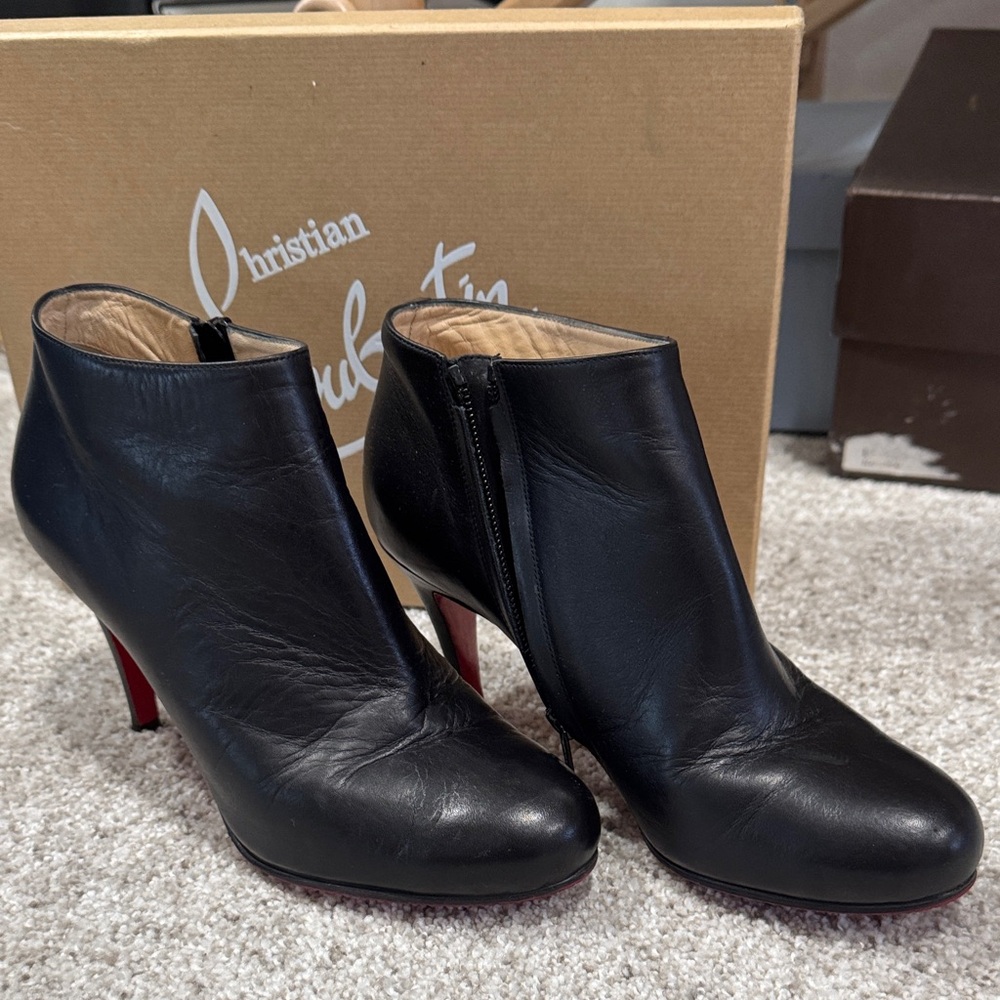 Christian Louboutin Black Leather Heeled Boots